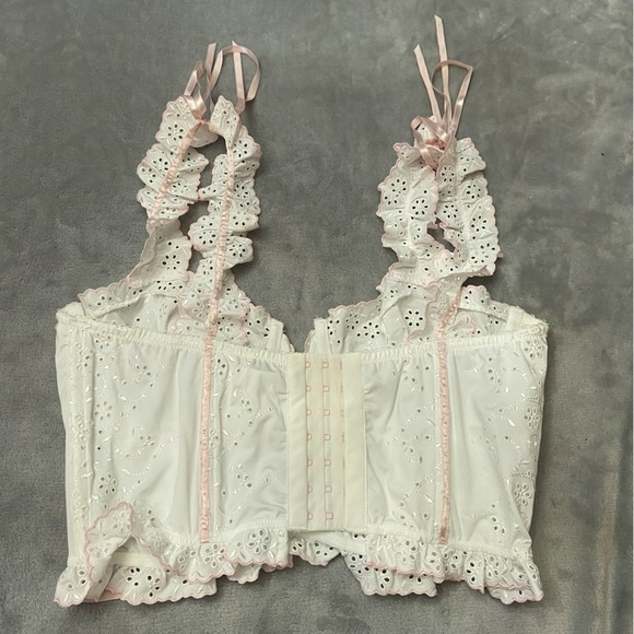 New! For Love and Lemons swirl eyelet lace bustier bra top white 10186 - Picture 11 of 12
